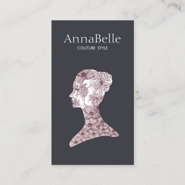 Tarjeta De Visita Salón de belleza de la cara de una elegante floral (Anverso)