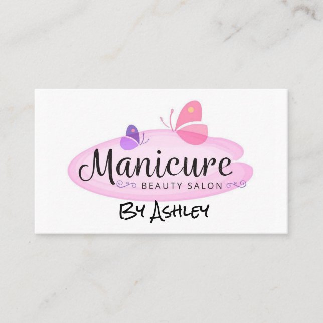 Tarjeta De Visita Salón de belleza de la manicura (Anverso)