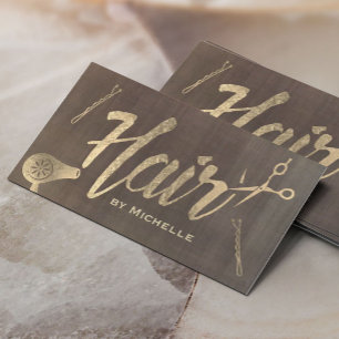 Tarjeta De Visita Salón de belleza de la tipografía de oro de estilo