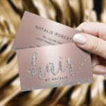 Tarjeta De Visita Salón De Belleza De Lujo De Rosa Con Estilo<br><div class="desc">Salón del pelo Tarjetas de visita Rosa moderno Purpurina de oro Lux Diamond Typography Business.</div>