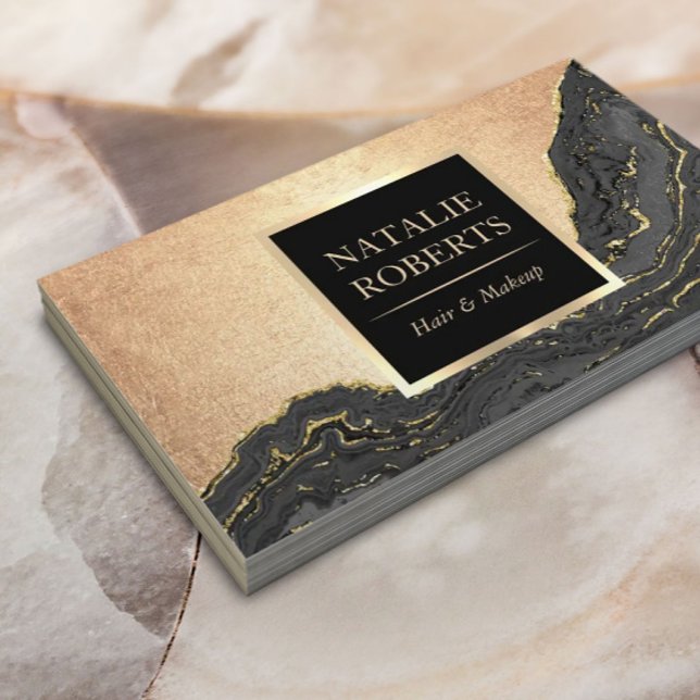 Tarjeta De Visita Salón de belleza de lujo negro y dorado (Subido por el creador)
