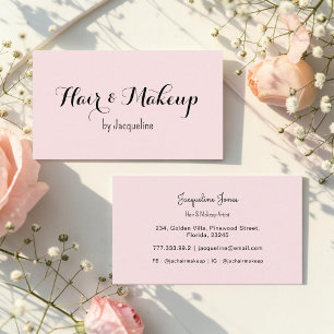 Tarjeta De Visita Salón de belleza de maquillaje de pelo rosado simp