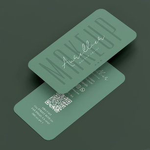 Tarjeta De Visita Salón de belleza de maquillaje Dusty Verde azulado