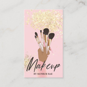 Tarjeta De Visita Salón de belleza de maquillaje Glam Rosa y Busi d