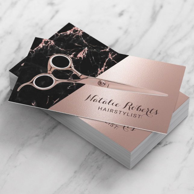 Tarjeta De Visita Salón de belleza de mármol de oro moderno con esti (Subido por el creador)