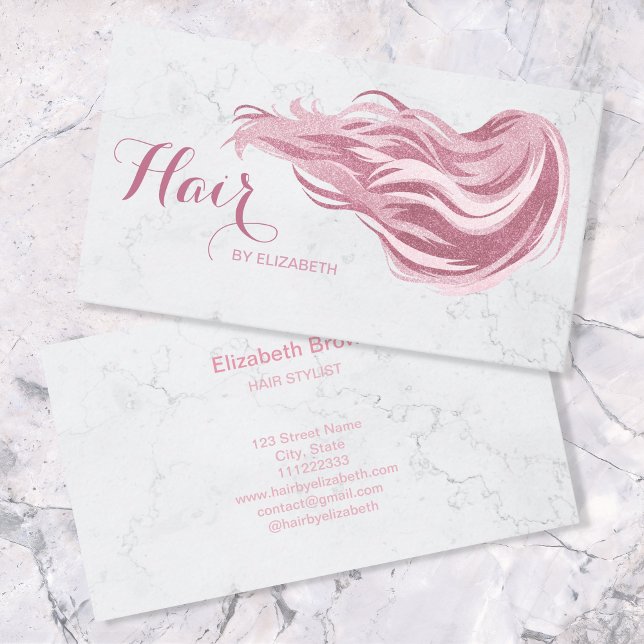 Tarjeta De Visita Salón de belleza de mármol Purpurina rosa de Moda  (Subido por el creador)