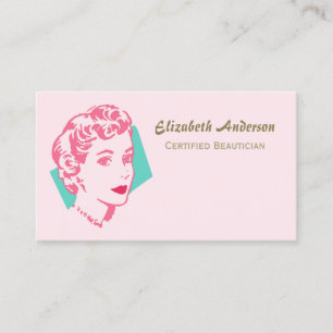 Tarjeta De Visita Salón De Belleza De Mujer Belleza Rosa Retro