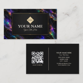 Tarjeta De Visita Salón de Belleza de Piedra de Ópalo Negro de Lujo