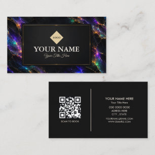 Tarjeta De Visita Salón de Belleza de Piedra de Ópalo Negro de Lujo