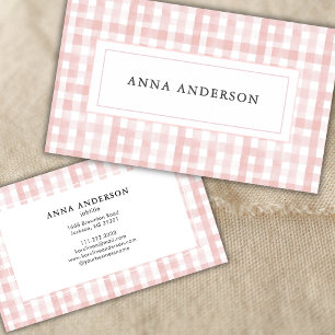 Tarjeta De Visita Salón de Belleza de Plaid Rosa Femenino