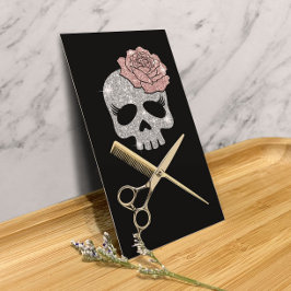 Tarjeta De Visita Salón De Belleza De Purpurina Silve De Estilo Cabe