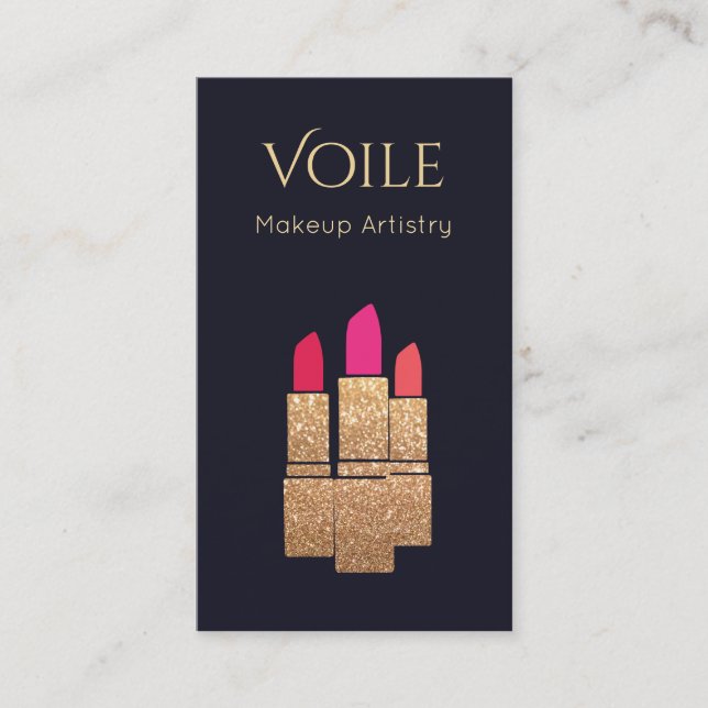 Tarjeta De Visita Salón de belleza del artista de maquillaje del láp (Anverso)