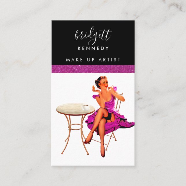 Tarjeta De Visita Salón de belleza del artista de maquillaje Purpuri (Anverso)