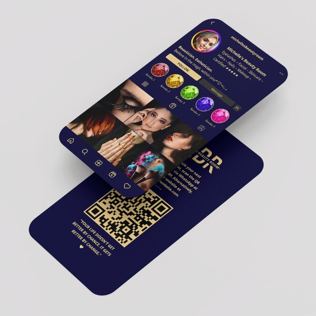 Tarjeta De Visita Salón de belleza del cabello moderno Medianoche Az (Midnight Blue)