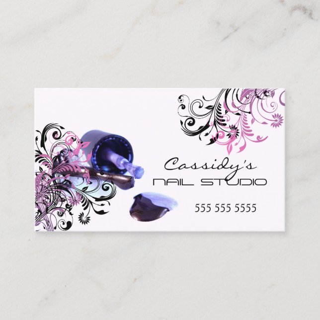 Tarjeta De Visita Salón de belleza del técnico del clavo (Anverso)
