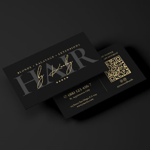 Tarjeta De Visita Salón de Belleza Elegante Colorista Balayage Negro
