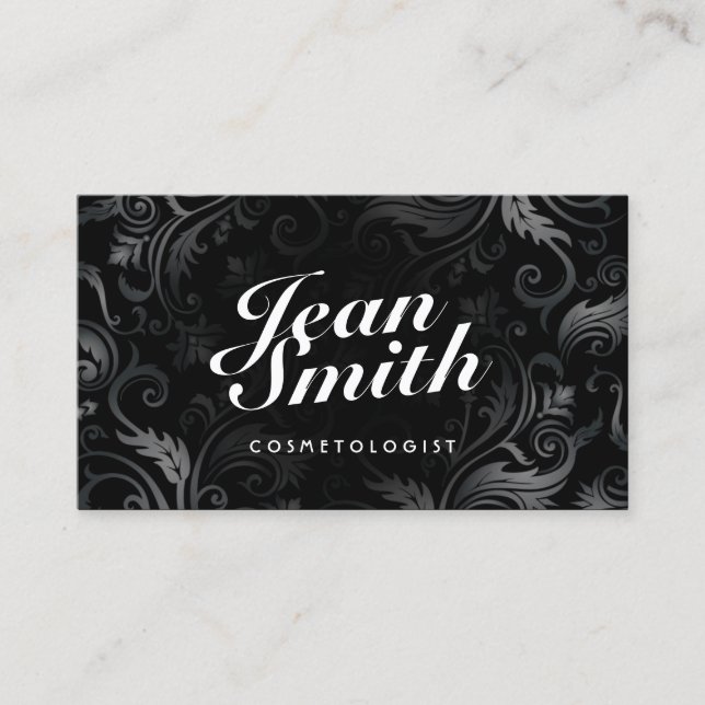 Tarjeta De Visita Salón de Belleza Elegante Cosmetólogo de Ornamento (Anverso)