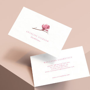 Tarjeta De Visita Salón de belleza elegante de color rosa blanco