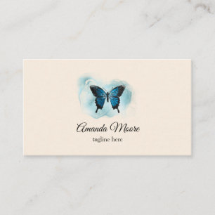 Tarjeta De Visita salón de belleza elegante de mariposa azul salón d