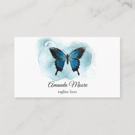 Tarjeta De Visita salón de belleza elegante de mariposa azul salón d