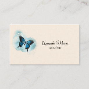 Tarjeta De Visita salón de belleza elegante de mariposa azul salón d