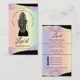 Tarjeta De Visita Salón de Belleza Elegante Loctitian & Loc Rainbow 