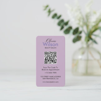 Tarjeta De Visita Salón de belleza elegante moderno con código QR mo