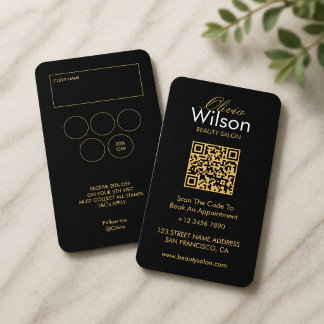 Tarjeta De Visita Salón de belleza elegante moderno con código QR mo