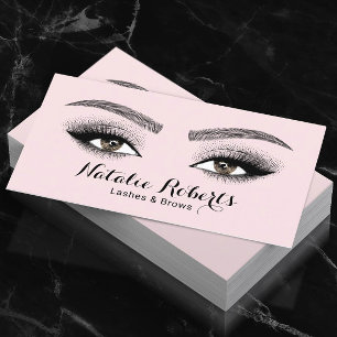 Tarjeta De Visita Salón de Belleza Elegante Pestañas y Cejas Blush P