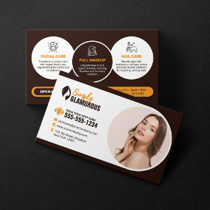 Tarjeta De Visita Salón de Belleza Elegante Spa Maquillaje Uñas y Fa