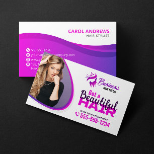 Tarjeta De Visita Salón de Belleza Estilista de Cabello Vibrante Maq