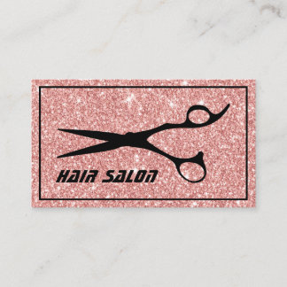 Tarjeta De Visita Salón de Belleza Estilista de Pelo Glitter Rosa Mo