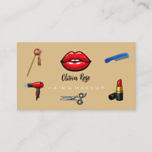 Tarjeta De Visita Salón de Belleza Estilista de Pelo Oro Moderno Neg