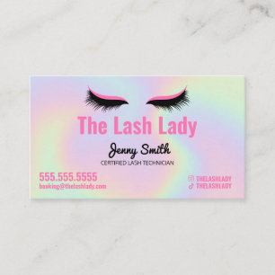 Tarjeta De Visita Salón de belleza EyeLash Tech Lash Holographic Ra