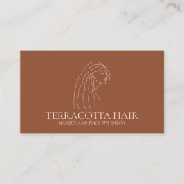 Tarjeta De Visita Salón de Belleza Femenina Terracotta Blush Woman