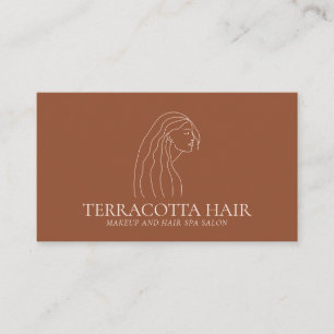 Tarjeta De Visita Salón de Belleza Femenina Terracotta Blush Woman