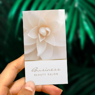 Tarjeta De Visita Salón de belleza floral blanco elegante del