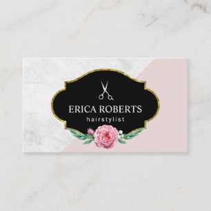 Tarjeta De Visita Salón de belleza floral del estilista del vintage