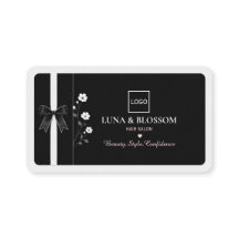 Salón de Belleza Floral Negro Minimalista