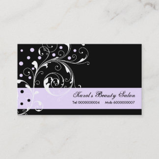 Tarjeta De Visita Salón de belleza hoja de desplazamiento floral lil