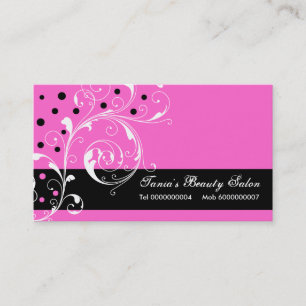 Tarjeta De Visita Salón de belleza hoja de desplazamiento floral neg