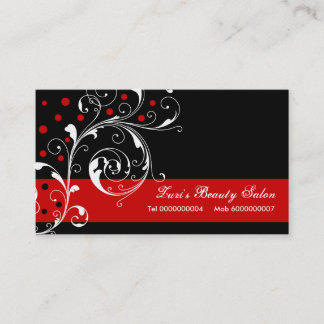 Tarjeta De Visita Salón de belleza hoja de desplazamiento floral neg