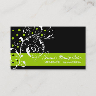 Tarjeta De Visita Salón de belleza hoja de desplazamiento floral neg