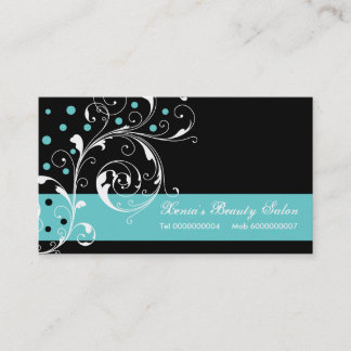Tarjeta De Visita Salón de belleza hoja de desplazamiento floral neg