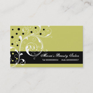 Tarjeta De Visita Salón de belleza hoja de desplazamiento floral neg