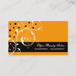 Tarjeta De Visita Salón de belleza hoja de desplazamiento floral neg