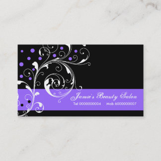 Tarjeta De Visita Salón de belleza hoja de desplazamiento floral neg