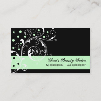 Tarjeta De Visita Salón de belleza hoja de desplazamiento floral neg