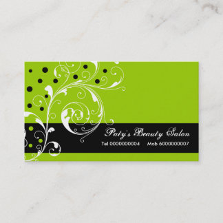 Tarjeta De Visita Salón de belleza hoja de desplazamiento floral neg