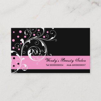 Tarjeta De Visita Salón de belleza hoja de desplazamiento floral neg
